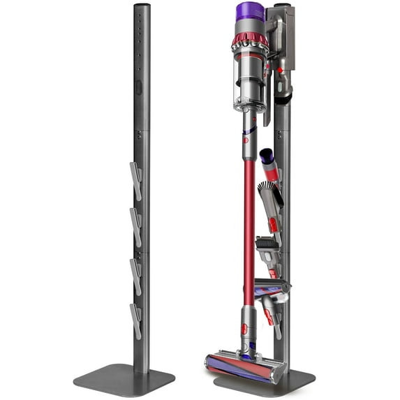 Haturi Vacuum Stand for Dyson Gen5 V15 V12 V11 V10 V8 V7 V6, Hidden Power Cord Design Standing Dock Holder, Metal Storage Bracket for Dyson Handheld Cordless Vacuum Cleaner & Accessory