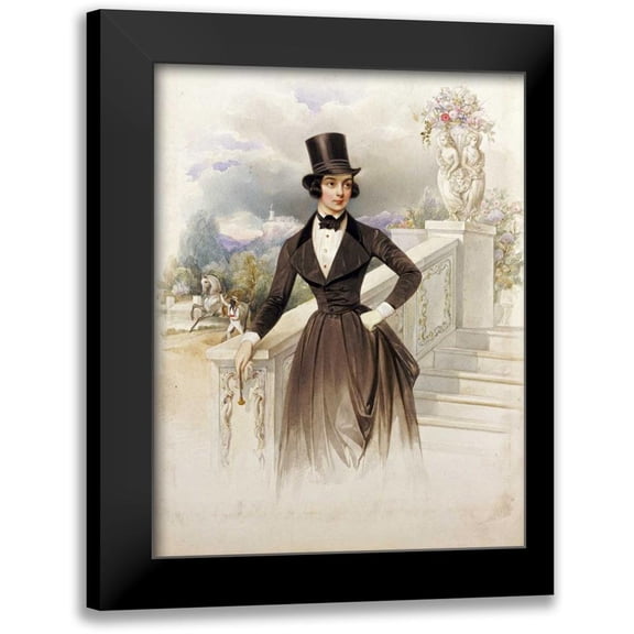 Hau, Wilhelm 12x14 Black Modern Framed Museum Art Print Titled - Lady In Riding Habit