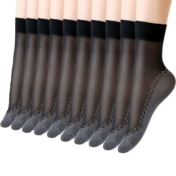 Hauaitttt 10 Pairs Women Solid Patterned Bottom Non Socks Breathable Socks Mid Tube Socks Adult Woman Socks Womens Socks Womens Extra Wide Socks Breathable Socks Mens Socks Shoe Size 13 Tumbler