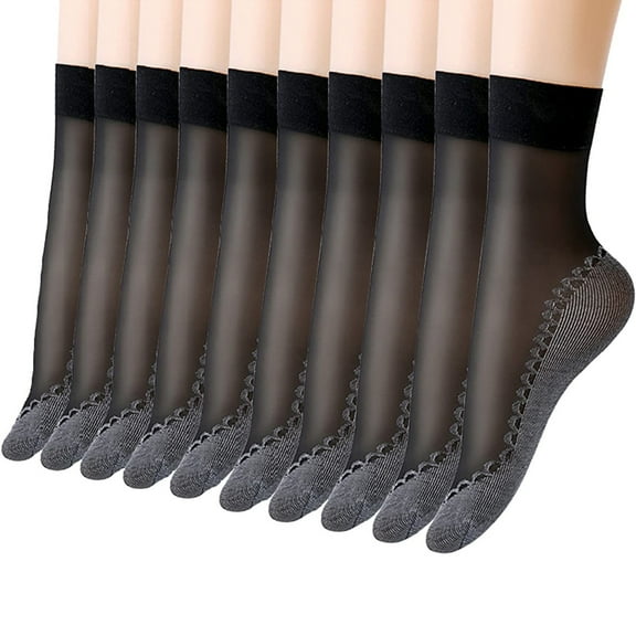 Hauaitttt 10 Pairs Women Solid Patterned Bottom Non Socks Breathable Socks Mid Tube Socks Womens Extra Large Socks Socks for Women Compression Socks Pack Comfort Seam Socks Woman Compressing Socks