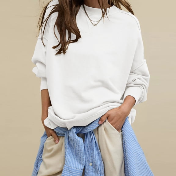 Hauaitttt 2025 New Hoodie Loose Casual Fashion Crewneck Shirt Fuzzy 3 Piece Jogging Sweatshirt Women Lady Sweatshirts Women French Tops Women Crop Sweater Color Print High Neck Hoodies Women 4x