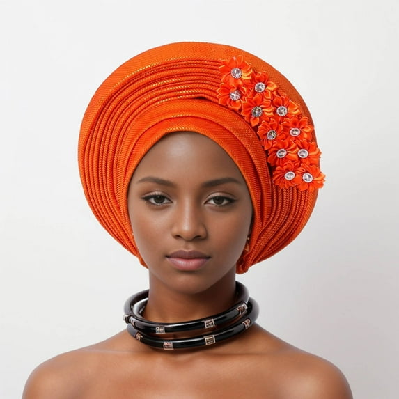 Hauaitttt Auto African Head Tie Of Aso Oke Headwraps Hat Turban Wedding Party Handmade Elegant Hair Wear Cap Dressy Hats for Women Leather for Women Leather Hats Womens Floral Wool Hat Toddler