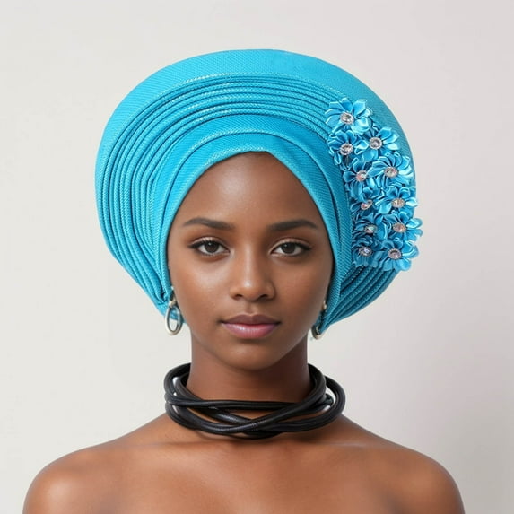 Hauaitttt Auto African Head Tie Of Aso Oke Headwraps Hat Turban Wedding Party Handmade Elegant Hair Wear Cap Dressy Hats for Women Leather for Women Leather Hats Womens Floral Wool Hat Toddler