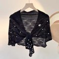 thumbnail image 1 of Hauaitttt Autumn Knitted Shawl with Wavy Pattern and Pearl Shoulder Strap Stole Southwestern Jacket Shawl Scarf Summer Formal Cardigan Shoulder Wraps for Dresses Shawl Wraps for Women plus Size, 1 of 3