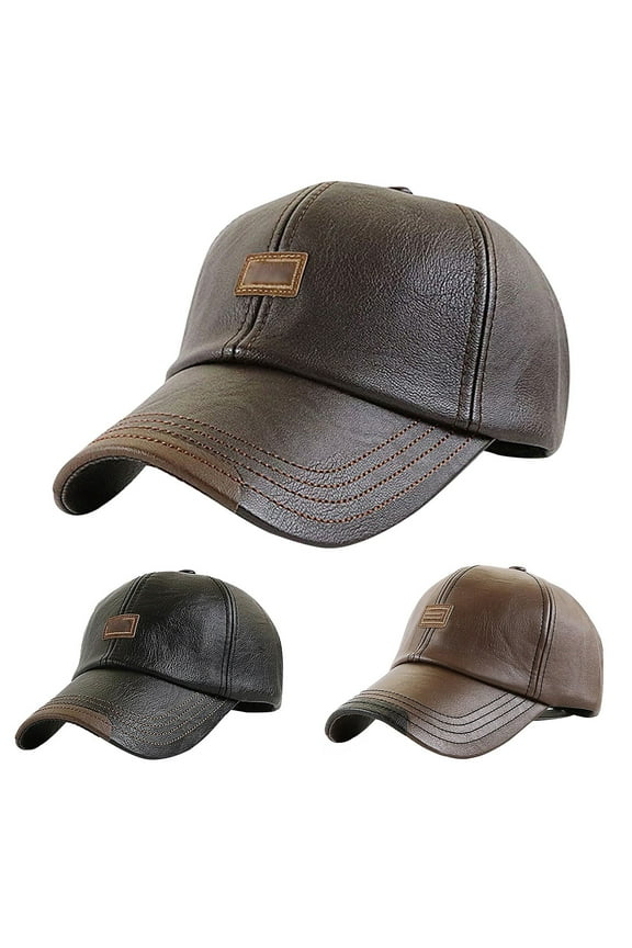 Autumn and Winter New MenBaseball Hat Trendy Leather European and Fashion Minimalist Outdoor Baseball Hat Visors Men Football Athletic Visors Women Womens Bling Hats Womens Athletic Visor