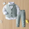 thumbnail image 1 of Hauaitttt Baby Boy Clothes Suits Tuxedo Gentleman Outfits Formal Dress Shirt+Vest+Pants Baby Suit Sets Baby Boy Long Pant Thanksgiving Baby Boy Outfit Toddler Play Clothes Baby Boy Pant Set Pullover, 1 of 8