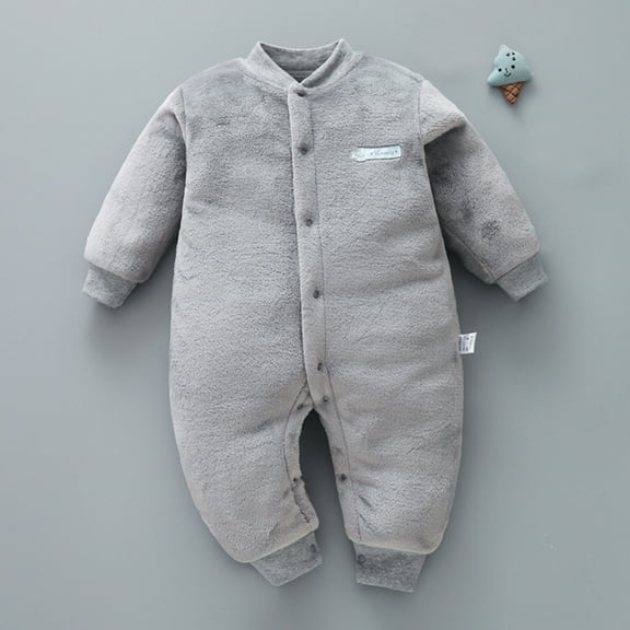 Hauaitttt Baby Girl Boy Thick Warm Jumpsuit Playsuit Romper Clothes Baby Girl Ruffle Sleeve Bodysuit Leotard with Shorts 18 Months Boys Snowsuit Long Sleeve Shirts for Toddler Girls Footless Baby Boy
