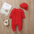 thumbnail image 1 of Hauaitttt Baby Girls Fashion Lace Patchwork Romper Jumpsuit Clothes+ Hat 6 Piece Bodysuit Little Girl Winter Clothes 2t Clothes 3 6 Months Size 14 Girls Outfits Grandma Girl Outfits Baby Matching, 1 of 4