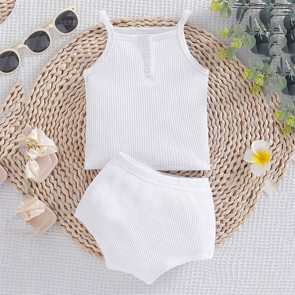 Hauaitttt Baby Girls Suspenders Solid Crop Tops Short Clothes Outfits Set Girls Easter Outfit Size 5 Cute Baby Girl Outfit Long Necklace Set Big Blanket Baby Photo Cute Crop Shirt Baby with Head Band