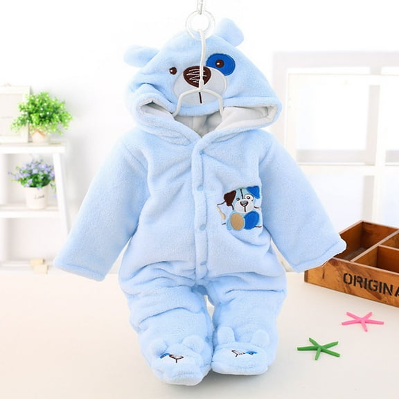 Hauaitttt Baby Jumpsuit Footie Hooded Thicken Winter Bunting Outwear Snowsuit Pajamas for Girls Boys Baby Boy 18 24 Months 3 6mo Baby Boy Clothes Boy Romper Bodysuit Boys Bodysuits 24 Months Baby