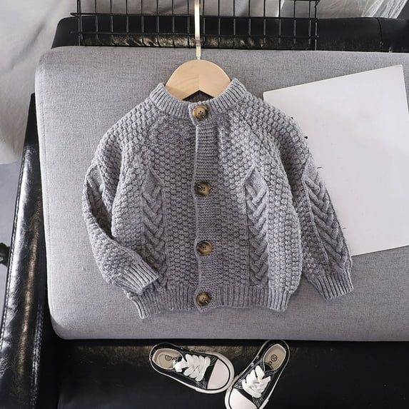Hauaitttt Baby Toddler Boys Round Neck Cardigan Sweater Girls Button Closure Jacket Outwear Winter Coat Tops Clothes Teens Girls Sweaters Preemie Girl Sweater 4t Cardigan Sweater for School Girls