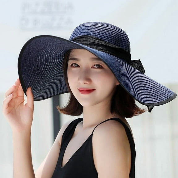 Hauaitttt Beach Hats for Women Big Straw Wide Brim Summer Hat Floppy Foldable Roll up Cap Sun Hat Field Hat Women Accessorize Hat Outback Hat Washable Haddock Hat Cute Beach Hats for Women Womens