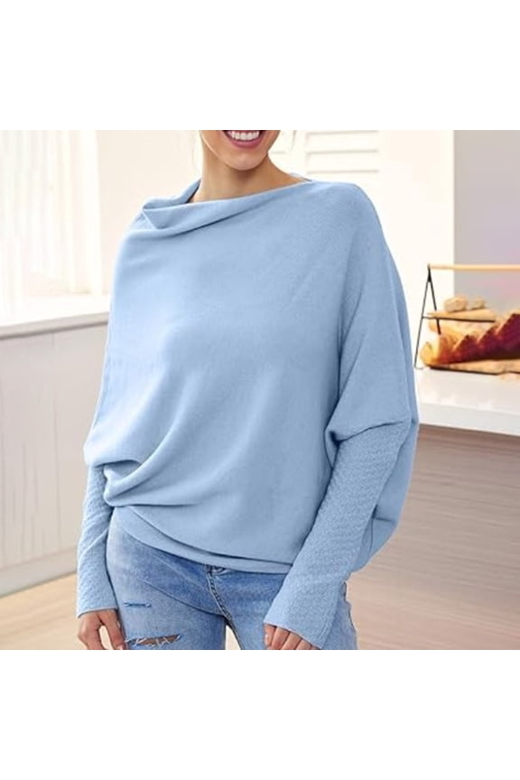 Boat Neck Sweaters for Women 2025 Spring Long Sleeve Soft Knit Loose Baggy Pullover Top Mens Hand Knit Cardigan Silk Men Sweater Sweaters Bulk Womens Long Athletic Pullover Pullover Women