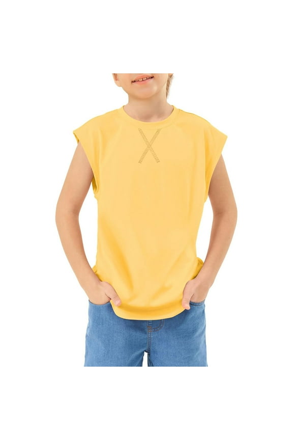 Boys Athletic Sleeveless T Shirts Kids Summer Casual Crewneck Tank Tops Tees 3 14 Years Young Boys T Shirts 4t Outfits Boys Small Steel Youth under Shirt Boys Top Packs Boys Dress Shirt 2t