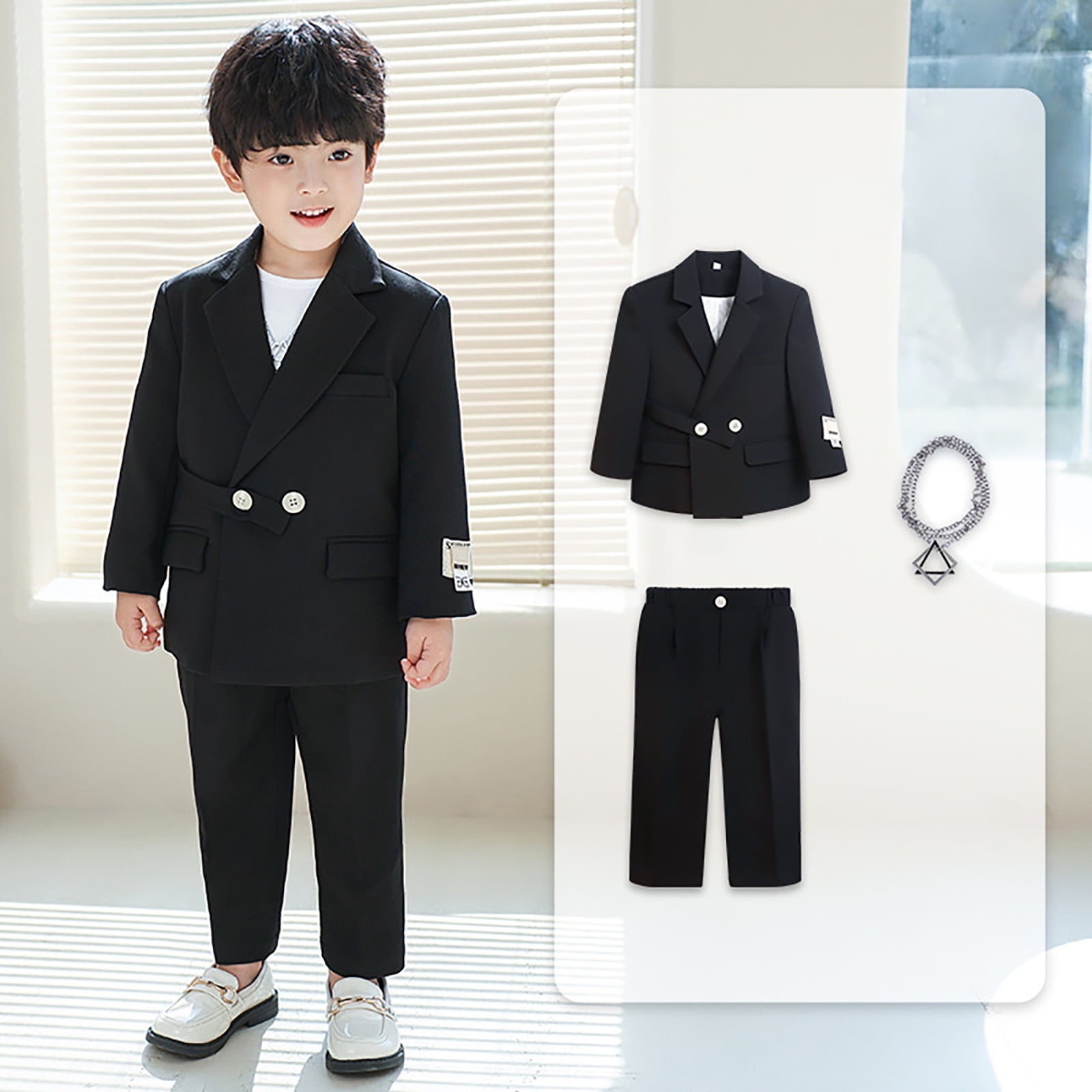 Khaki Boys Suit Autumn Formal Toddler Kids Clothing 1st Birthday Outfit White Jumpsuit Coat
