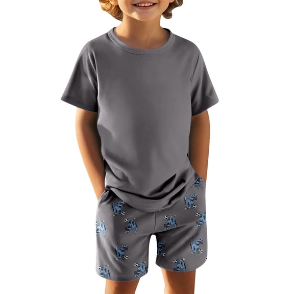 Hauaitttt Boys Dinosaur Print T Shirt and Shorts Outfits Set for Casual Wear and Sports Boys 2t Outfit Set Summer Top Toddler Baby Suspender Set Boy Toddler Fashion 4t Long Sleeve Toddler Sweats 5t