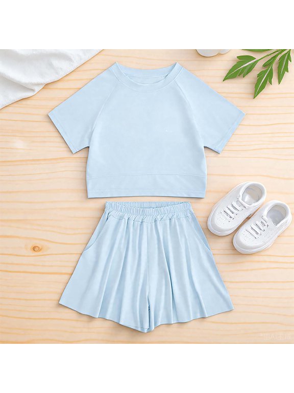 Boys Summer Outfit 2 Piece Kids Athletic Wear Performance Sportswear Top and Shorts for Children Easter Outfit 4t Baby Clothes Girls 5 Girls Two Piece Set Girl Top Athletic Wear for