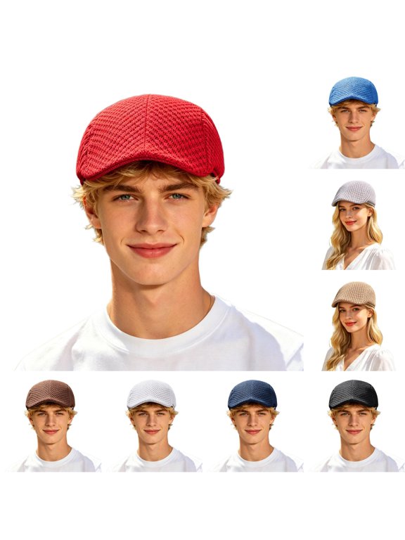 Breathable Unisex Newsboy Cap Sun Hat with Hollow Mesh Visor for Summer Lightweight Classic Cap for Outdoor of Hat Bag Women Beach Rude Hat Rain Hats for Men outside Hats for Men Brat Hat