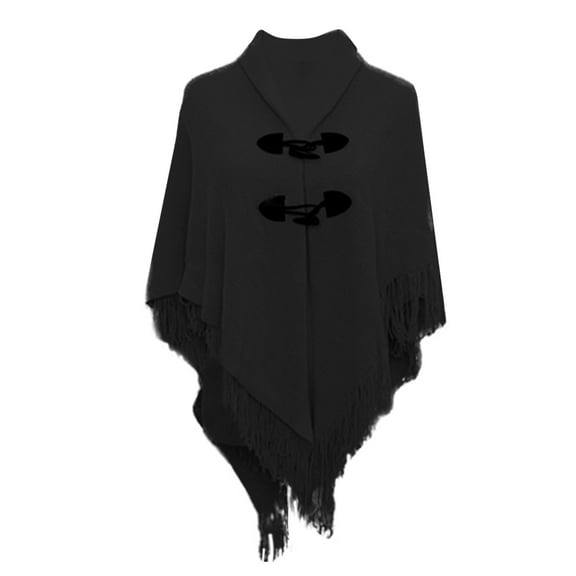 Hauaitttt Cape Cape Tassel Horn Buckle Solid Color Irregular Double Tassel Cape Cape Warm Thickening for Evening Dresses Satin Blanket Robe for Women Front Closure Dress Blanket Scarves Women