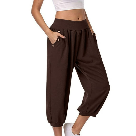 Hauaitttt Capri Pants for Women Summer Casual Pant Stretch High Waisted Pants Dressy Capris Pant with Pocket Casual Pant Suits for Women Velour Casual Summer Pants for Women plus Size Summer Short