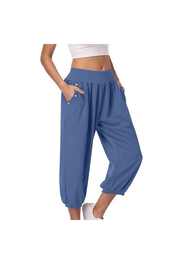 Capri Pants for Women Summer Casual Pant Stretch High Waisted Pants Dressy Capris Pant with Pocket Casual Pant Suits for Women Velour Casual Summer Pants for Women plus Size Summer Short