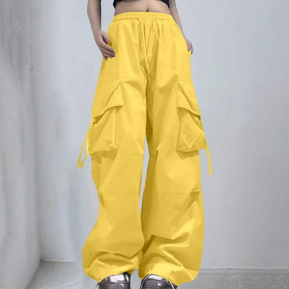 Hauaitttt Cargo Pants Woman Relaxed Fit Baggy Clothes Black Pants High Waist Zipper Slim Drawstring Waist with Pockets Loose Plus Size Womens Sweat Pants Tan Sweatpants Women Straight Leg Dress Pants