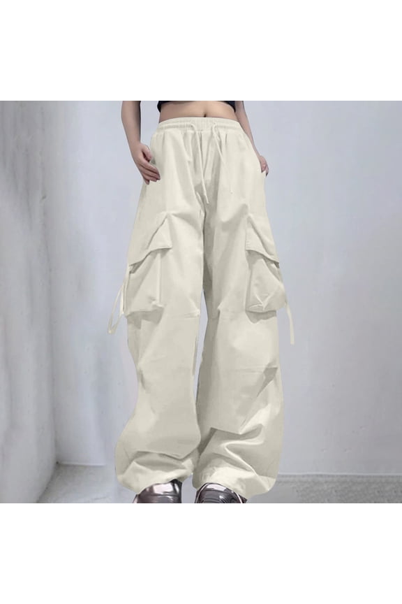 Cargo Pants Woman Relaxed Fit Baggy Clothes Black Pants High Waist Zipper Slim Drawstring Waist with Pockets Loose Plus Size Womens Sweat Pants Tan Sweatpants Women Straight Leg Dress Pants
