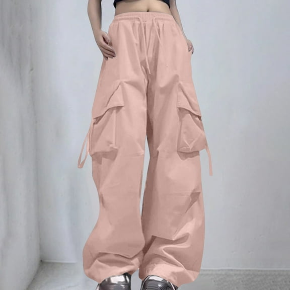 Hauaitttt Cargo Pants Woman Relaxed Fit Baggy Clothes Black Pants High Waist Zipper Slim Drawstring Waist with Pockets Loose Plus Size Womens Sweat Pants Tan Sweatpants Women Straight Leg Dress Pants