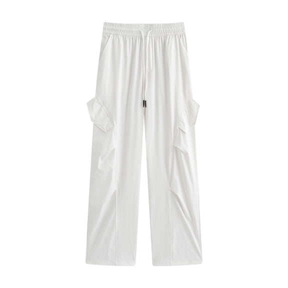 Hauaitttt Cargo Pants Women Cool Summer 2025 Waisted Slim Quick Drying Casual Wide Leg Paratrooper Sweatpants Women Bow Tie High Waist Pencil Cropped Pant Slim Fit Casual Trouser Loose Pants for