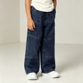 thumbnail image 1 of Hauaitttt Casual Boys Jeans with Large Front Pockets and Distinctive Seam Detailing for and Autumn Relaxed Fit Straight Leg Pants for Toddlers and Young Boys 18 Month Clothes 18 Months Pants Pants, 1 of 5