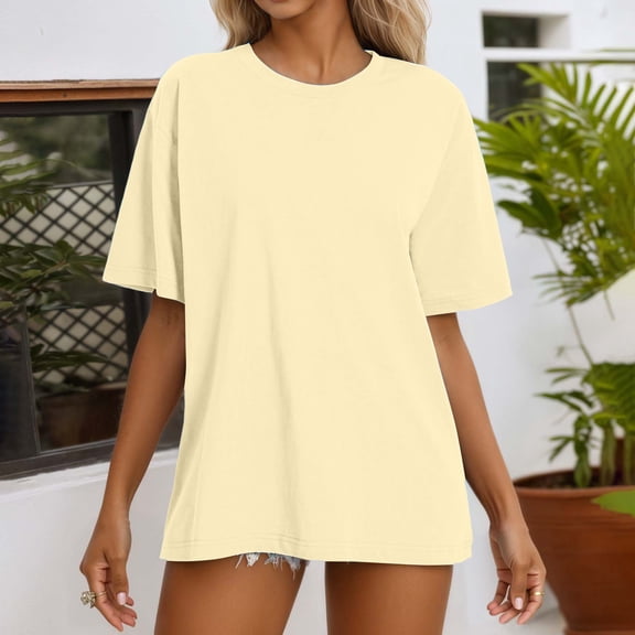 Hauaitttt Casual Women's T Shirts Short Sleeve Round Neck Basic Top for Everyday Wear for Spring and Summer Womens Short Sleeve Woman Tee Short Sleeve Shirt Womens Neck Tops T Shirts Short Sleeve