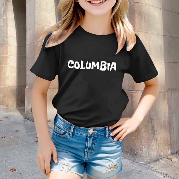 Hauaitttt Children City Place Name Theme Printed T Shirt Boys and Girls Casual Comfortable Top Girls Size 6x Clothes Teens Girls Crop Tops Cheer Crop Top Girls Tops for Girls of 18 Years Cheerleader