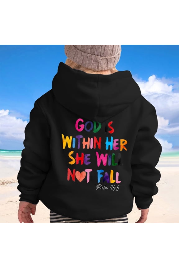 Children's Printed Round Neck Long Sleeved Sweatshirt Hooded Sweatshirt Girls 4t Baby Sweaters Hoodies Girls Youth Clothes Cute Teal Toddler Girl Hoodie Girls Monkey Hoodie 18 Month