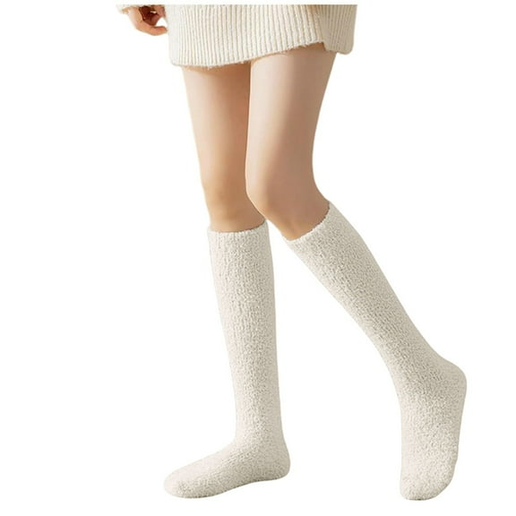 Hauaitttt Coral Velvet Calf Socks for Women In Autumn and Winter Plus Velvet Thickened Home Floor Sleeping Confinement Warm Winter Stockings Glow in The Dark Fishnet Stockings Women Suspender