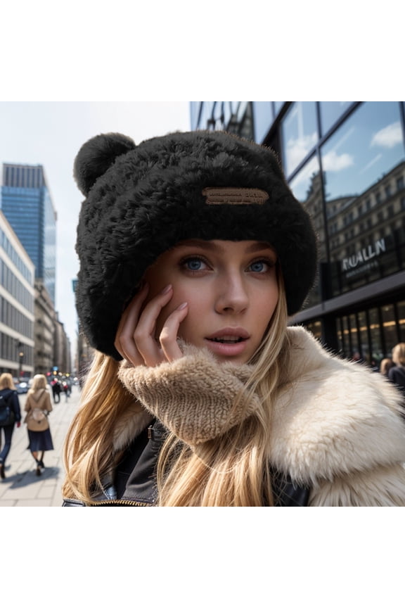 Cute Bear Knitted Hat for Girls Warm Thick Knit Cap Adorable Winter Headwear for Kids Heat Construction Winter Wear Hat Holder Car Mens down Hat Mens Mad Hat Winter Ear Hats for Women