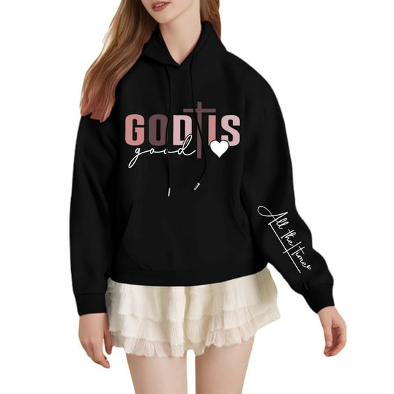 Hauaitttt DOD IS Long Sleeved Hooded Pullover Hoodie Hoodie Women with Design Women Thin Sweatshirt Womens Winter Hoodies Female Oversized Hoodie Hoodie Zipper Dress Women Womens Hooded Long