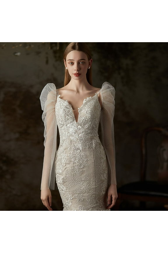 Elegant Detachable Sleeves for Weddings Sheer Wedding Photo Accessories Versatile Design for Seasonal Wear Bridal Enhancements To Your Style Lace Top Chiffon Skirt Detachable Sleeve Dress