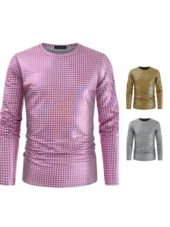 Elegant's Long Sleeve Solid Casual Shirt for Everyday Wear Classic Round Neck Comfort Fit Top> Pocket T Shirt Striped Long Sleeved Shirt Men Mens Foil Top Turtle Neck T Shirts for Men T