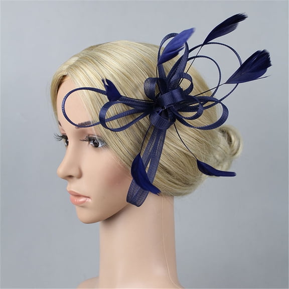 Hauaitttt Fascinators Hat Flower Mesh Ribbons Feathers on a Headband Tea Party Headwear Polyester Sweatbands Men Headbands Sweat Absorbent Women's Headbands Fashion Guy Hairband Racquetball Headbands