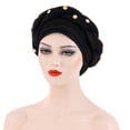 thumbnail image 1 of Hauaitttt Fashion Women Beading Braid Hat Ruffle Cancer Wrap Cap Sleep Caps Satin Lined Hair Bonnets Extra Large Men French Kepi Girls Womens Hat Mens Hats Large Size Painter Hats Men Hard Hat, 1 of 3