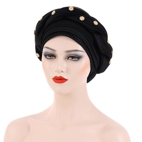 Hauaitttt Fashion Women Beading Braid Hat Ruffle Cancer Wrap Cap Sleep Caps Satin Lined Hair Bonnets Extra Large Men French Kepi Girls Womens Hat Mens Hats Large Size Painter Hats Men Hard Hat