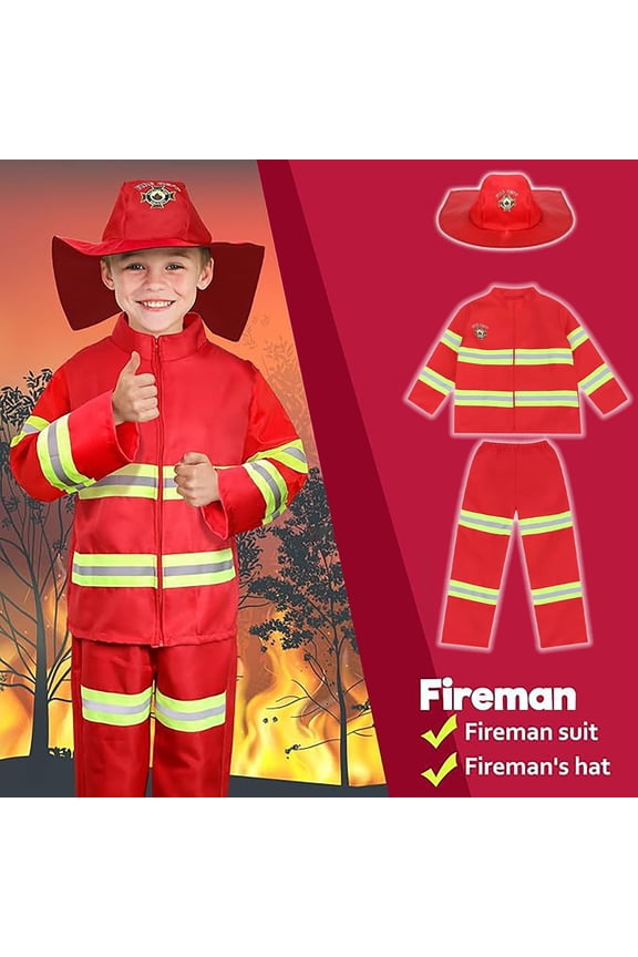 Fireman Children Role Playing Three Piece Set School Toy Accessories Campus Set Outfits Girls Baby Solid Boy Baptism Outfit Two Color Year with Kids Close Boys Toddler Apparel Boy Baby Boy