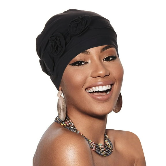 Hauaitttt Flower Head Hat Cap Ethnic Bohemian Floral Hair Cover Wrap Turban Headwear Turban Cap Pleated Hat Knot Head Band Swear Bands Womens Headbands Non Sound Village Headband Hair Band for Women