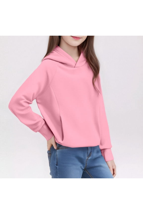 Girls' Casual Pullover Sweatshirt Solid Color for Kids Comfortable Athletic Hoodie Girls Size 14 16 Sweatshirt Sweatshirt Jacket Girls Gymnastic Hoodies for Girls Girls Winter Hoodies Girl