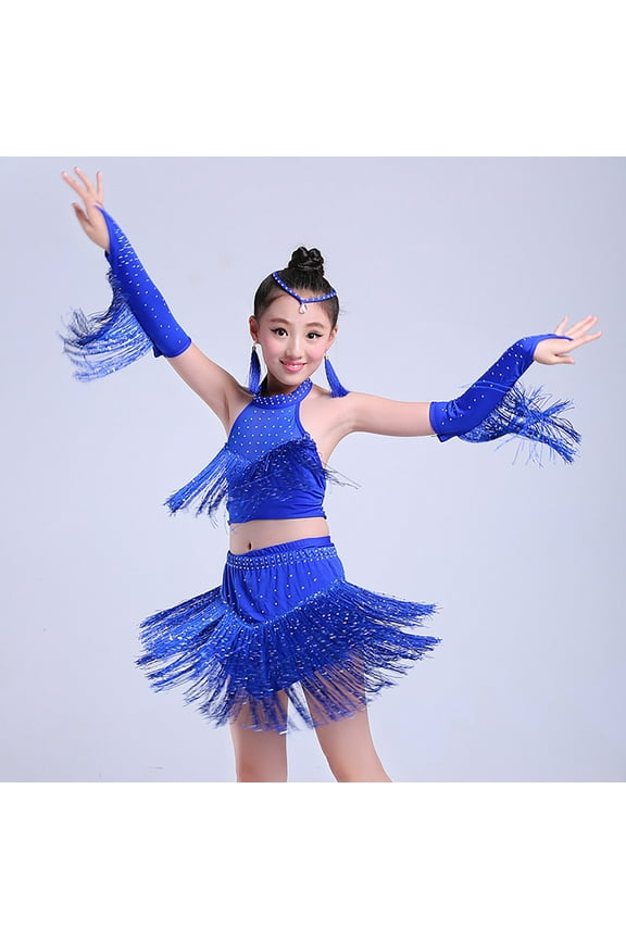 Girls Dance Outfits Performance Fringe Latin Dress Set for Stage Shows Party Celebrations Summer Wear 2 15 Years N Apparel Girls 8 10 Clothes Outfits Blanket Set Girl Baby First Christmas