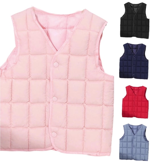 Hauaitttt Girls Down Vest Winter Padded Sleeveless Jacket Warm Quilted Coat for Toddlers Kids Children Outerwear Thermal Insulated Layer Jackets Kids
