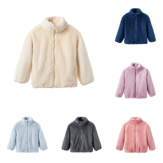 Hauaitttt Girls Reversible Jacket Winter Lined Zip up Coat for Toddlers and Kids Soft Warm Outerwear for Cold Weather Girls Fall Jacket