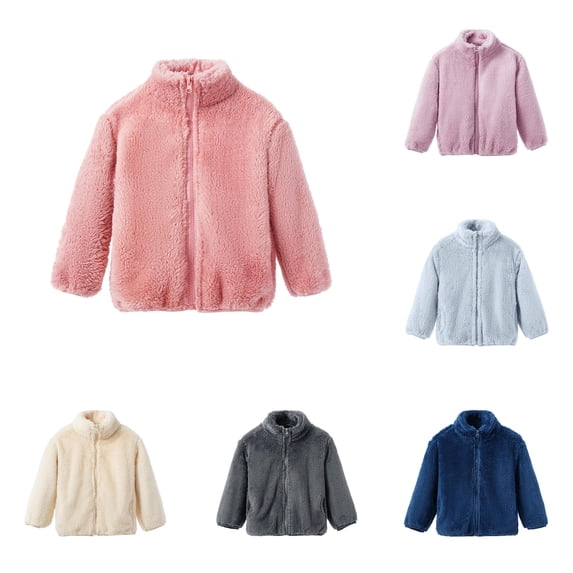 Hauaitttt Girls Reversible Jacket Winter Lined Zip up Coat for Toddlers and Kids Soft Warm Outerwear for Cold Weather Girls Fall Jacket