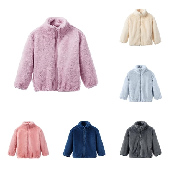 Hauaitttt Girls Reversible Jacket Winter Lined Zip up Coat for Toddlers and Kids Soft Warm Outerwear for Cold Weather Girls Fall Jacket