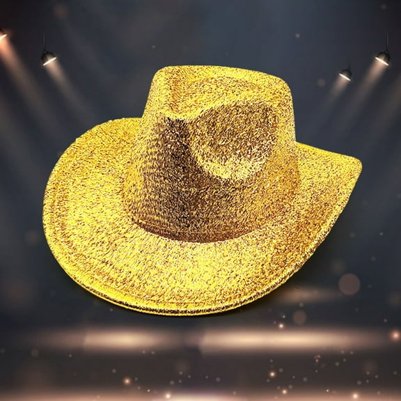 Hauaitttt Gold Solid Color Fashion Stage Hat for Men and Women Party Festival Western Cowboy Hat Western Outfit for Women Fringe Vest for Women Mens Cowboy Boot Stretcher Mens Western Hat Can Point